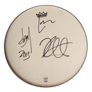 METALLICA (X3) SIGNED AUTOGRAPH 14" DRUMHEAD KIRK HAMMETT LARS ULRICH +1 PSA COA