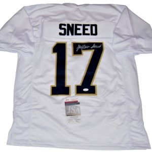 JAYLEN SNEED signed (NOTRE DAME FIGHTING IRISH) WHITE XL jersey JSA Witnessed