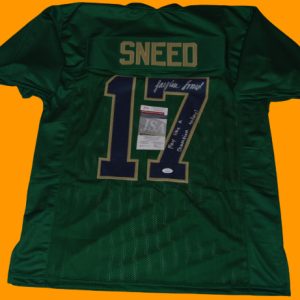 JAYLEN SNEED signed (NOTRE DAME FIGHTING IRISH) PLACT Green XL jersey JSA COA