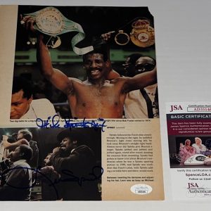 Leon Spinks & Michael Spinks signed Boxing Magazine Page autographed JSA