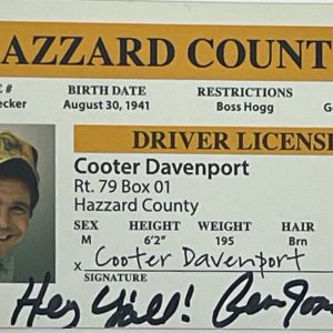BEN JONES Signed Autograph Drivers License Dukes of Hazzard 255 JSA