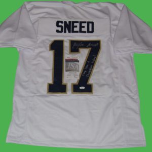 JAYLEN SNEED signed (NOTRE DAME FIGHTING IRISH) PLACT WHITE XL jersey JSA CO2