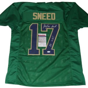 JAYLEN SNEED signed (NOTRE DAME FIGHTING IRISH) Go Irish Green XL jersey JSA