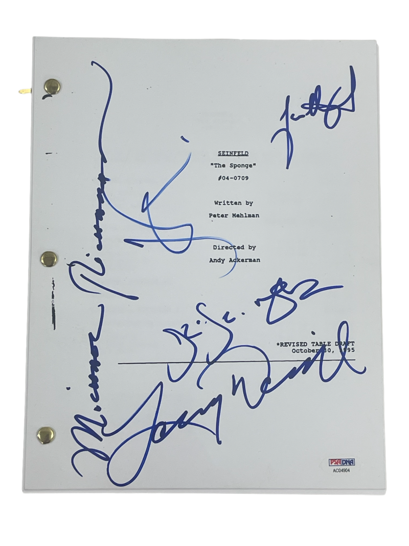 COMPLETE SEINFELD CAST SIGNED THE SPONGE FULL SCRIPT 7X09 5 AUTOGRAPHS ...