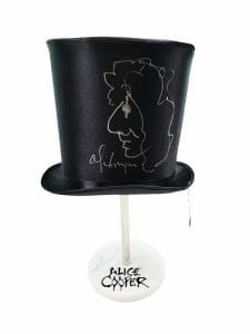 ALICE COOPER SIGNED TOPHAT FULL SKETCH & CUSTOM DISPLAY STAND EXACT VIDEO PROOF COLLECTIBLE MEMORABILIA