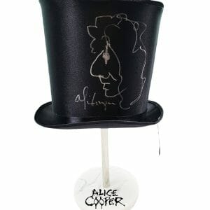 Alice Cooper Signed Tophat Full Sketch & Custom Display Stand Exact Video Proof