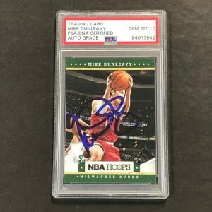 2012-13 NBA HOOPS #105 MIKE DUNLEAVY SIGNED CARD AUTO 10 PSA/DNA SLABBED BUCKS COLLECTIBLE MEMORABILIA