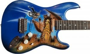 MEAT LOAF SIGNED SIGNED BAT OUT OF HELL II ALBUM AIRBRUSHED PAINTING GUITAR PSA COLLECTIBLE MEMORABILIA