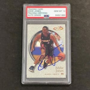 2000-01 Fleer Futures #121 Eddie Jones signed Card Auto 10 PSA Slabbed Heat
