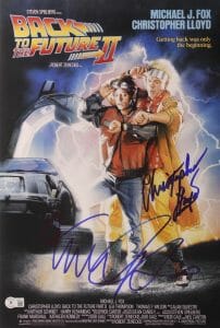 MICHAEL J FOX CHRISTOPHER LLOYD AUTOGRAPH SIGNED 12×18 BACK TO THE FUTURE POSTER COLLECTIBLE MEMORABILIA