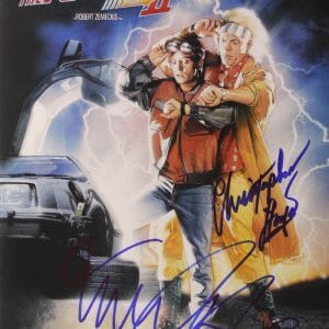 MICHAEL J FOX CHRISTOPHER LLOYD AUTOGRAPH SIGNED 12x18 BACK TO THE FUTURE POSTER