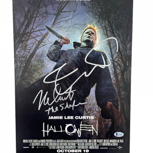 JAMIE LEE CURTIS NICK CASTLE SIGNED 12X18 PHOTO HALLOWEEN AUTOGRAPH BECKETT B