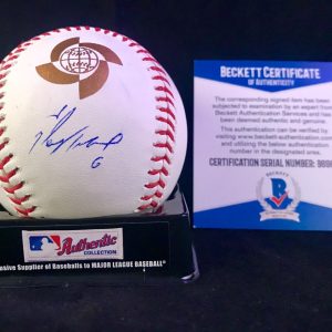 STARLING MARTE HAND SIGNED WBC WORLD CLASSIC BASEBALL PIRATES BECKETT CERT BAS