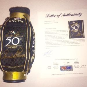 Arnold Palmer Signed/Auto Mini Golf Bag 50th Anniversary at the Masters PSA/DNA