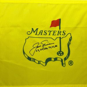 JACK NICKLAUS Signed Autograph 13x17.5 Yellow Masters Flag With Stats JSA LOA