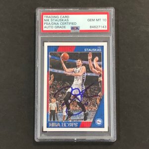 2016-17 NBA Hoops #161 Nik Stauskas Signed Card AUTO 10 PSA Slabbed 76ers