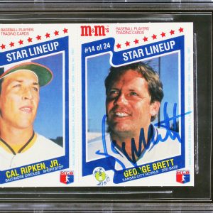 Royals George Brett Signed 1987 M&M's Star Lineup Panels #13-14 Card BAS