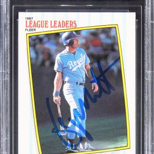 Royals George Brett Authentic Signed 1987 Fleer League Leaders #5 Card BAS Slab