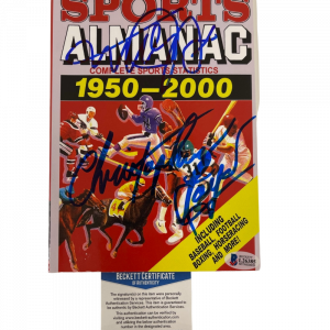 MICHAEL J FOX CHRISTOPHER LLOYD SIGNED BACK TO THE FUTURE GRAYS ALMANAC BAS COA