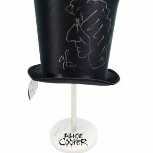 Alice Cooper Signed Tophat Full Sketch & Custom Display Stand Exact Video Proof