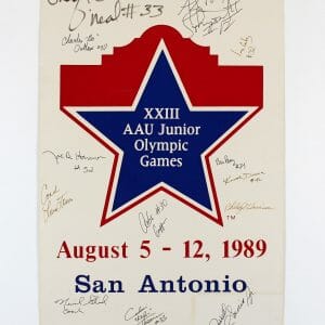 1989 AAU National Champion Shaquille O'Neal, Bo Outlaw Signed 14x22 Poster BAS