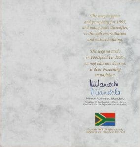 NELSON MANDELA SIGNED 4×8.25 OFFICE OF THE PRESIDENT PROGRAM JSA #XX60006 COLLECTIBLE MEMORABILIA