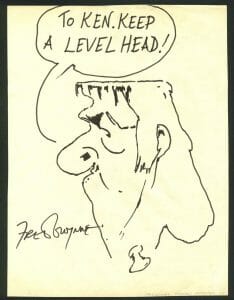 FRED GWYNNE AUTHENTIC SIGNED 8.25×11 HERMAN MUNSTER SKETCH BAS #C54783 COLLECTIBLE MEMORABILIA
