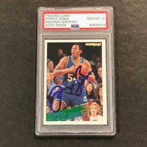 1994-95 Fleer #50 Popeye Jones Signed Card AUTO 10 PSA Slabbed Mavericks