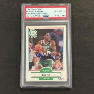 1990 Fleer #13 Robert Parish Auto 10 Signed Card PSA/DNA Encapsulated Boston Cel