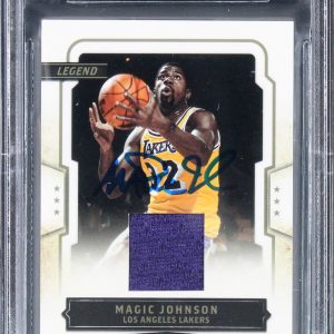 Magic Johnson Signed 2009 Classics Timeless Threads #140 Card Auto 10! BAS Slab