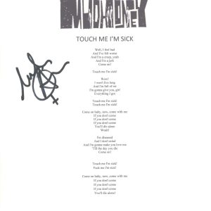 Mark Arm Signed Autographed Mudhoney Touch Me I'm Sick Song Lyric Sheet ACOA COA