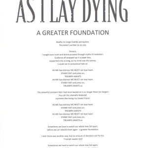 Tim Lambesis Signed As I Lay Dying A Greater Foundation Lyric Sheet ACOA COA
