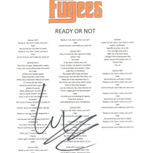 Wyclef Jean Signed Autographed Fugees Ready or Not Song Lyric Sheet ACOA COA