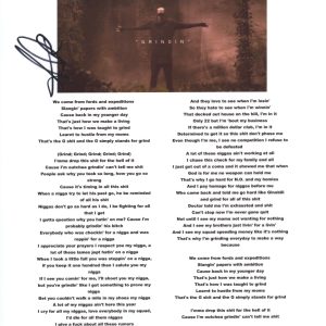 August Alsina Signed Autographed Grindin Song Lyric Sheet Rapper ACOA COA