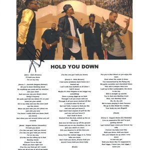 August Alsina Signed Autographed Hold You Down Song Lyric Sheet Rapper ACOA COA