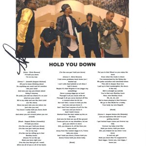 August Alsina Signed Autographed Hold You Down Song Lyric Sheet Rapper ACOA COA