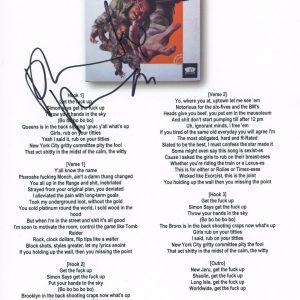 Pharoahe Monch Signed Autographed Simon Says Lyric Sheet Rapper Hip Hop ACOA COA