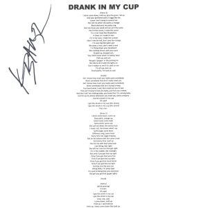 Kirko Bangz Signed Autograph Drank In My Cup Lyric Sheet Rapper Hip Hop ACOA COA