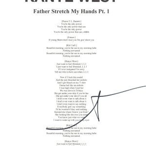 Kanye West Signed Autographed Father Stretch My Hands Pt. 1 Lyric Sheet ACOA COA