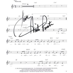 Anita Pointer The Pointer Sisters Signed I'm So Excited Sheet Music Page ACOA