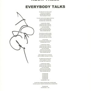 Tyler Glenn Signed Autographed Neon Trees Everybody Talks Lyric Sheet ACOA COA