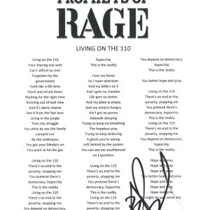 B-Real Signed Autograph Prophets of Rage Living On The 110 Lyric Sheet ACOA COA