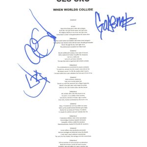 Ces Cru Signed Autograph When Worlds Collide Lyric Sheet Hip Hop Rapper ACOA COA
