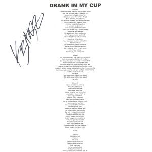 Kirko Bangz Signed Autograph Drank In My Cup Lyric Sheet Rapper Hip Hop ACOA COA