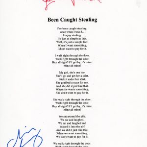 Chris Chaney Signed Jane's Addiction Been Caught Stealing Lyric Sheet ACOA COA