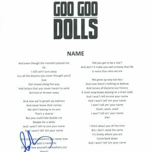 John Rzeznik Signed Autographed The Goo Goo Dolls Name Lyric Sheet ACOA COA