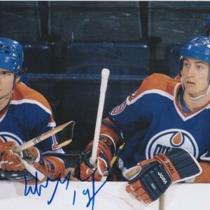 Wayne Gretzky SIGNED Edmonton Oilers 8x10 w/ Messier Autographed with PROOF COA