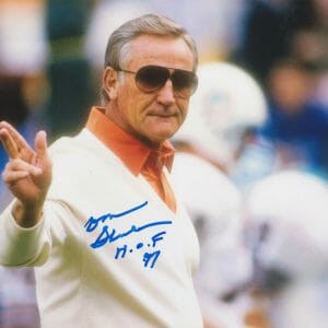 Coach Don Shula SIGNED 8x10 Miami Dolphins Hall of Fame HOF 97 Inscription