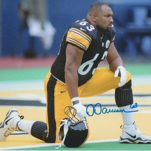 Dermonti Dawson SIGNED 8x10 Pittsburgh Steelers C Hall of Fame w/ PROOF