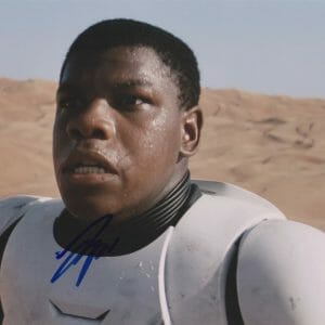 John Boyega Finn FN2187 SIGNED Star Wars Ep 7 8x10 / K9 holo